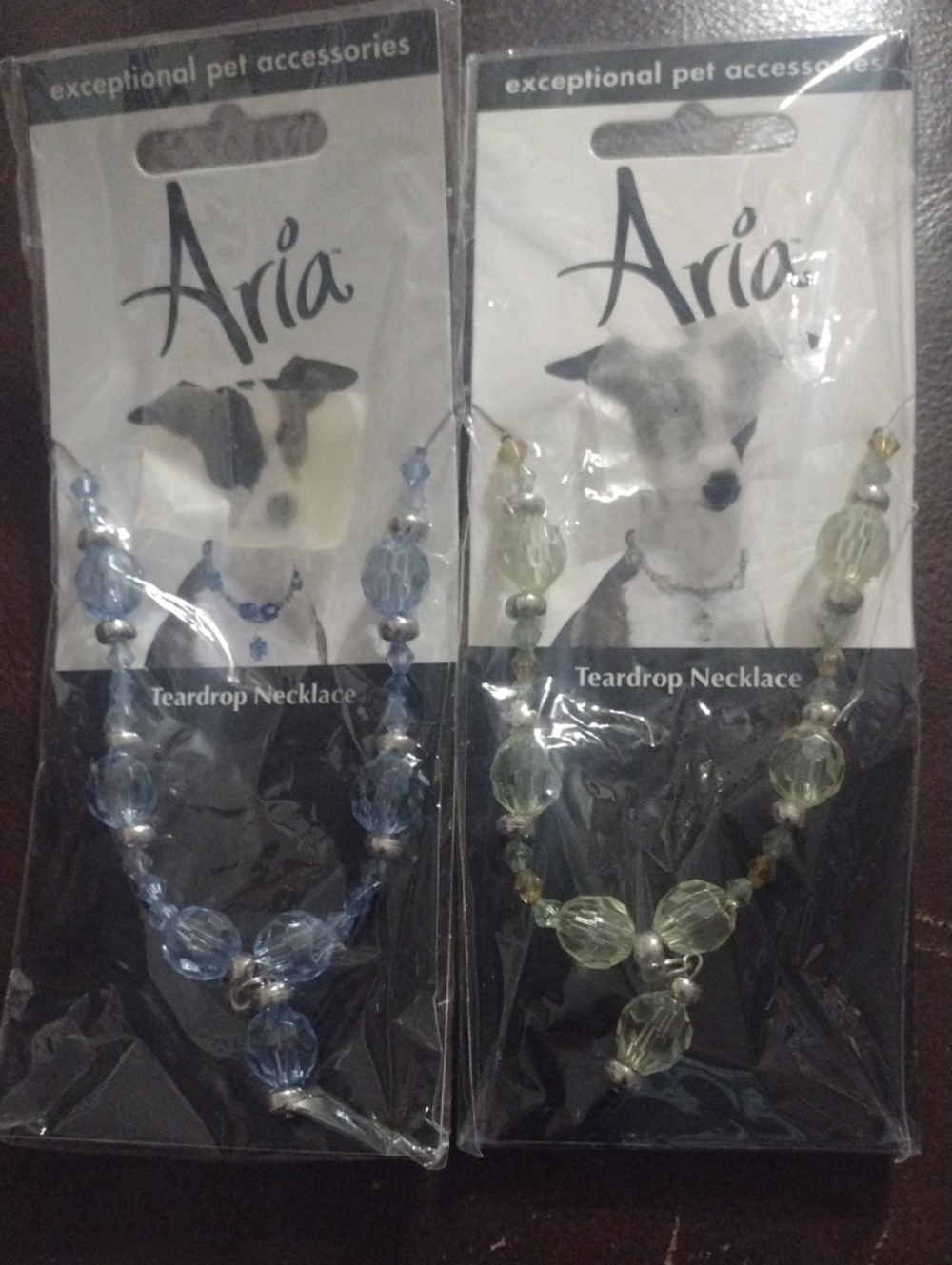 Aria Teardrop Pet Necklaces - Blue & Pale Green